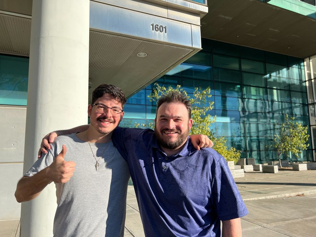 Daniel (left) and Joe (right) in front of the new Patmos Center